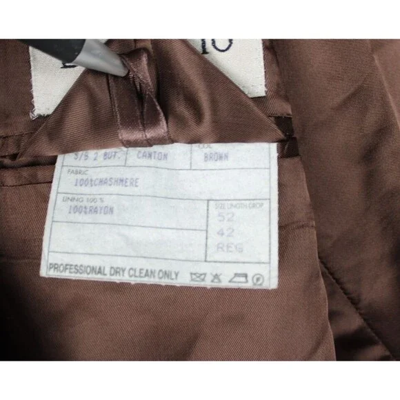 Louis Dell Olio Brown 100% Italian Cashmere Coat Blazer Jacket Mens Size 42R